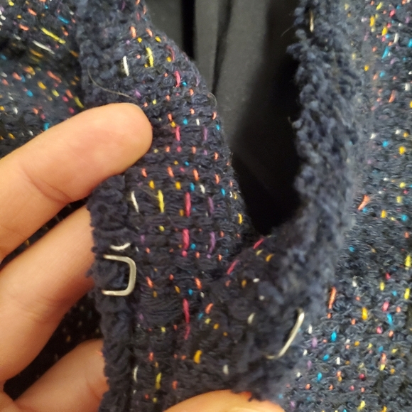 Rebecca Taylor Rainbow Tweed Jacket in Navy. Funfetti. Pleated parts. Size 6. - Picture 9 of 15